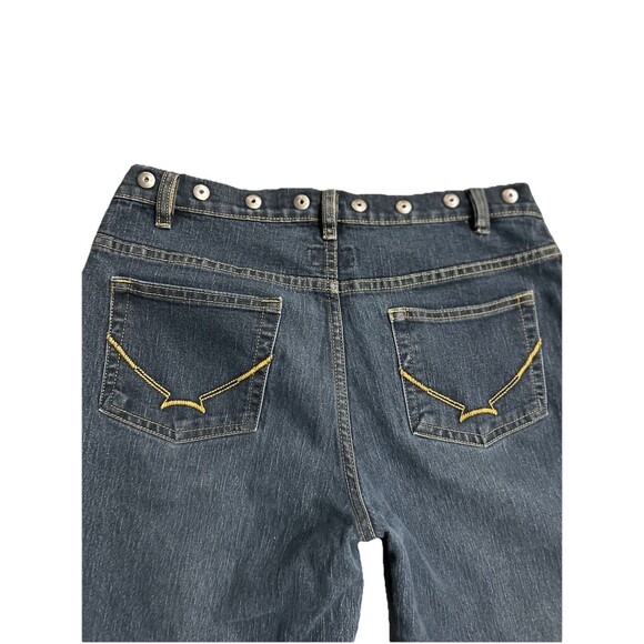 Women’s Low Rise 90’s Y2K Studded Crossover Waistband Flare Dark Jeans Sz 31 / 9 - Picture 7 of 10